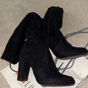 Black Thigh High Heel Boots